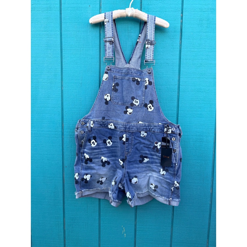 Torrid Disney Mickey Mouse All Over Print Denim Shortalls Blue Womens 20 NEW